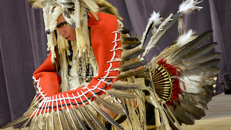 A member of the Piscataway Nation Singers & Dancers during a performance. The group will perform in Hiller Auditorium, on the Penn State DuBois campus, on Tuesday, Nov. 12.