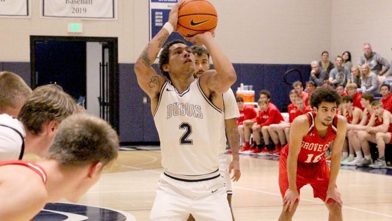 Penn State DuBois senior forward Ashton Fortson prepares to release a free throw during a home basketball game at the PAW Center against Grove City College.