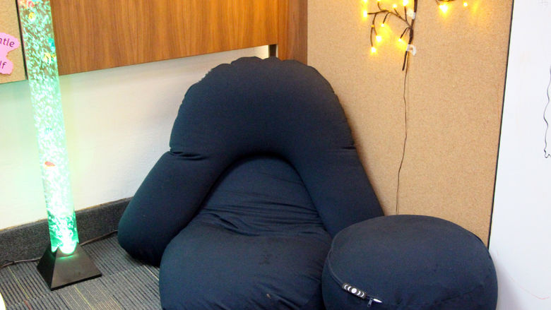 The Moon Pod that was donated by Brett and Danielle Spencer inside the sensory space at the Penn State DuBois library. The space opened during the fall 2024 semester.