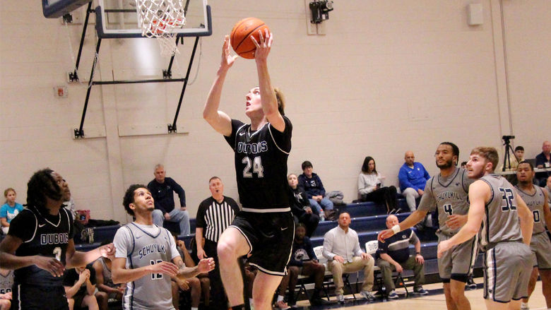 Penn State DuBois senior forward gathers a rebound and puts up a layup during a recent home game at the PAW Center, on the campus of Penn State DuBois.