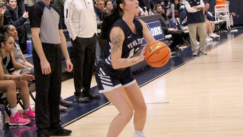 Penn State DuBois senior guard Shannon Shaw sets her feet and prepares to shoot during a recent home game at the PAW Center, on the campus of Penn State DuBois.