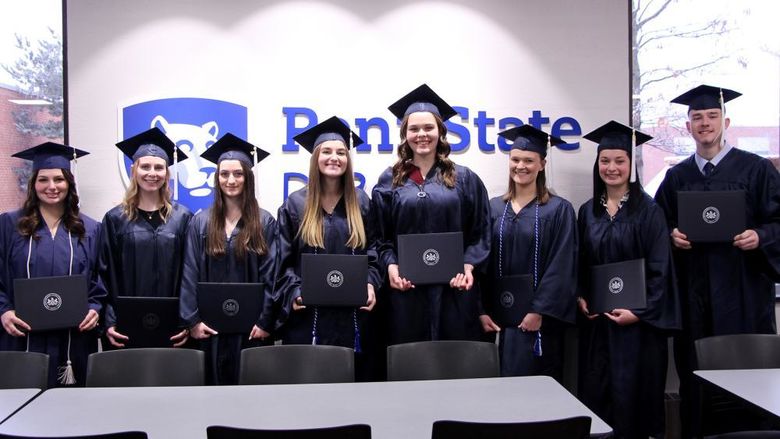 Members of the fall 2024 graduating class from Penn State DuBois come together for a group photo after the commencement celebration on Dec. 20.