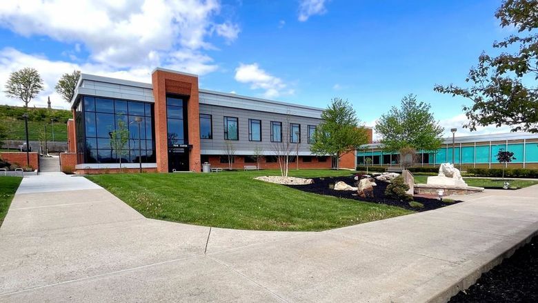 The PAW Center and the Lion Shrine on the campus of Penn State DuBois.