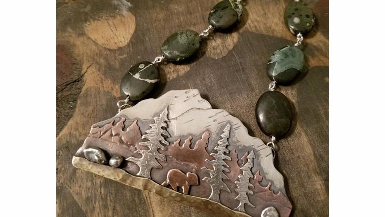 An example of a necklace made by Bobbi Shaffer, who will be the instructor for the upcoming jewelry making courses at Penn State DuBois.