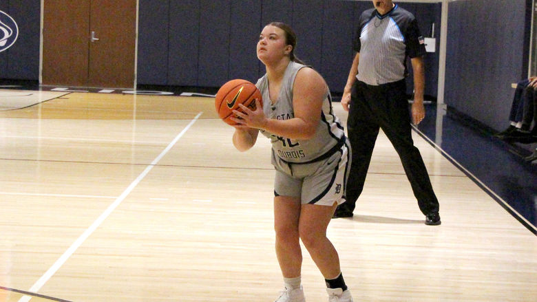 Penn State DuBois senior guard Kelsey Stuart prepares to shoot a three pointer during a recent home game at the PAW Center, on the campus of Penn State DuBois.