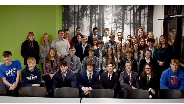 Competing teams gather for a group photo at the 35th annual Senior Scholastic Challenge, held at Penn State DuBois on March 6.