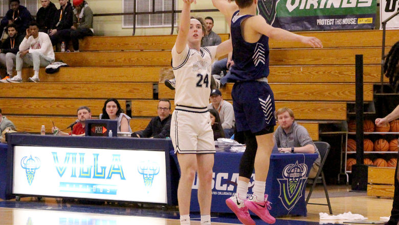 Penn State DuBois senior forward Beau Verdill shoots a three-point field goal attempt during a game in the USCAA national championship tournament in Buffalo, NY.