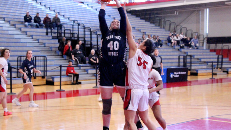 Penn State DuBois sophomore forward Natalie Bowser attempts a shot from the lane during a game in the USCAA national championship tournament in Buffalo, NY.