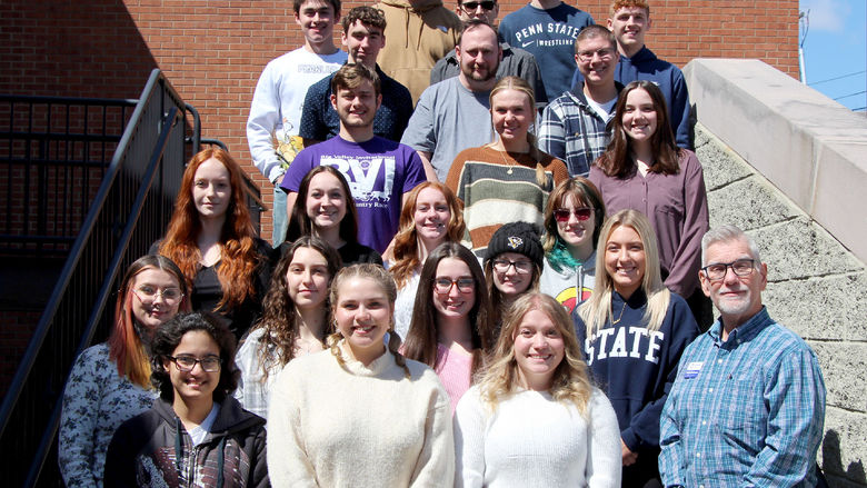 Current and newly inducted members of the Delta Mu Sigma Honor Society at Penn State DuBois.