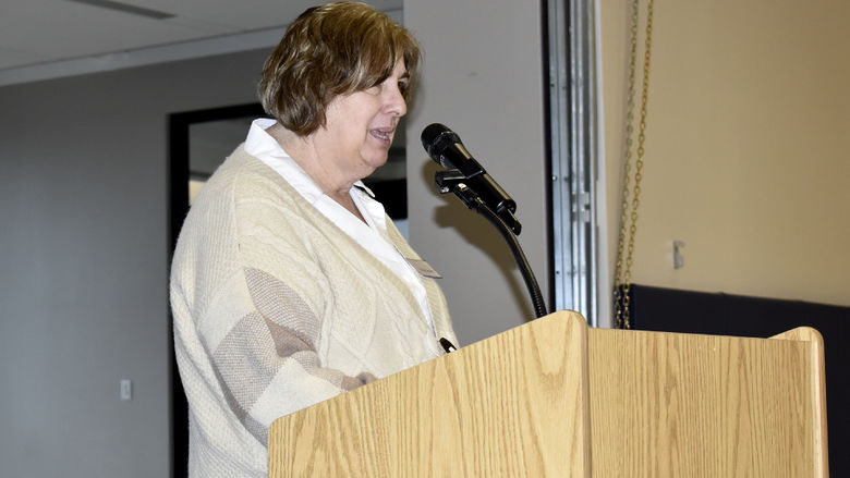 Penn State DuBois student Cristina Delaney speaks during the scholarship luncheon at the PAW Center.