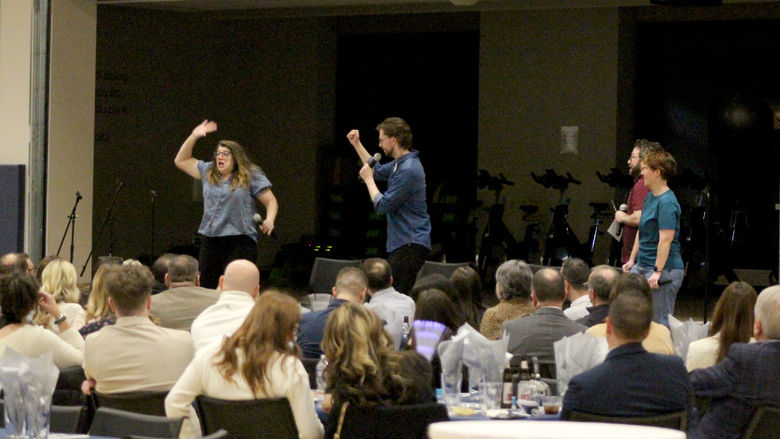 Members of Happy Valley Improv perform onstage during the Lions, Legacy and Laughter event that was part of We Are Weekend at Penn State DuBois.