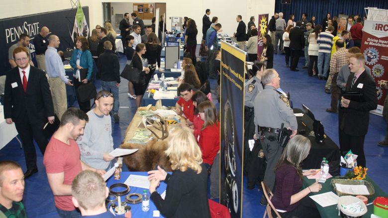 Employers and jobseekers interacted during the Penn State DuBois Career Fair 