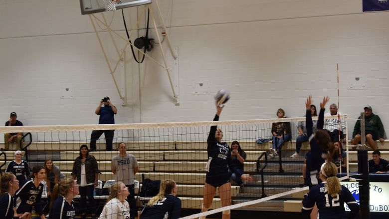 The Penn State DuBois volleyball team in action. 