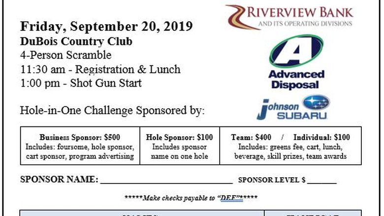 Golf Registration Form