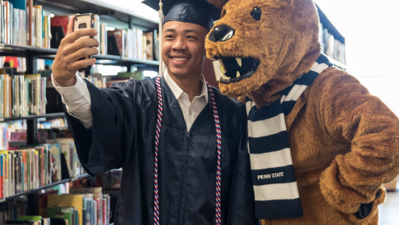 Penn State graduate with Nittany Lion