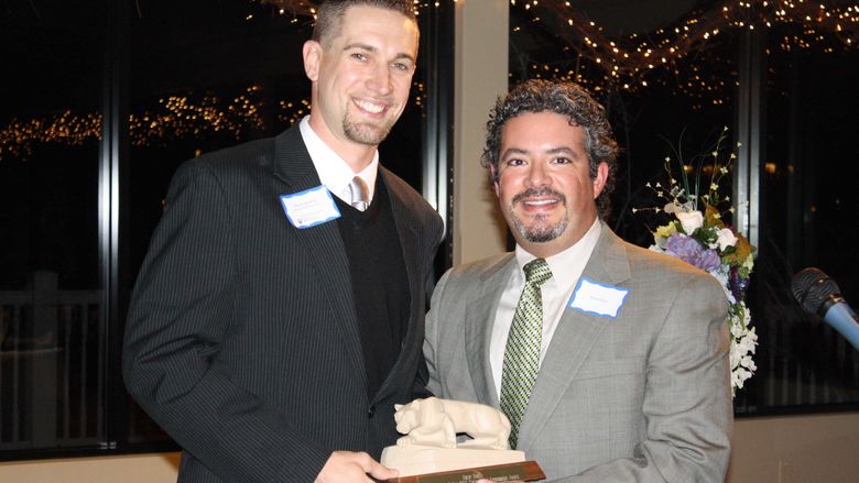 Aaron Beatty accepting the 2012 Lifetime Achievement Award from Brian Elias