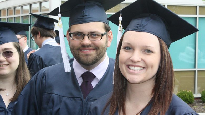 Students in graduation attire
