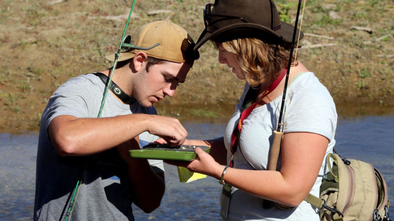 Girl and Boy Fishing