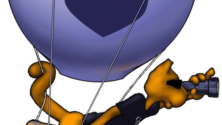 Penn State Lion in a hot air balloon looking to the future