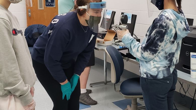Fall 2021 - Students complete a sensory-motor based service activity at Cen-Clear pre-school in DuBois