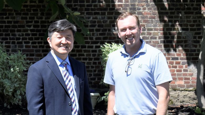 Jungwoo Ryoo, left, chancellor and chief academic officer for Penn State DuBois, and Alex Gasbarre, chief executive officer for Gasbarre Products