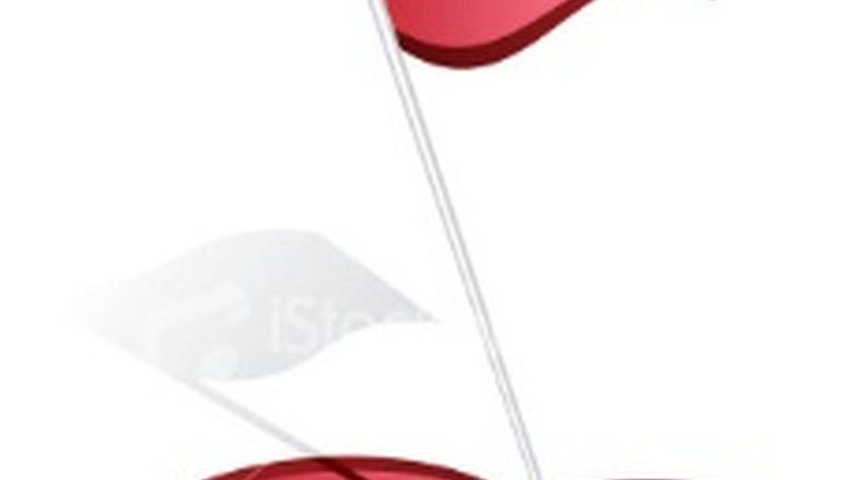 Red heart with a red golf flag in the middle