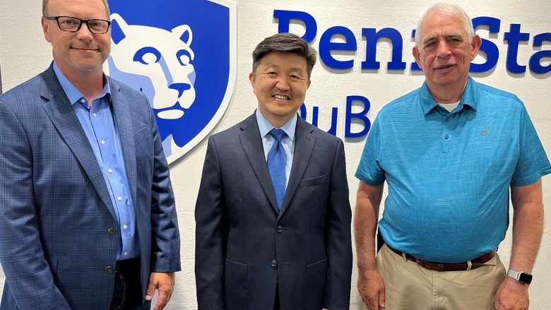 Bradley Lashinsky, director of the North Central PA LaunchBox; Jungwoo Ryoo, chancellor and chief academic officer at Penn State DuBois; and Dave Miller, chairman of the board at Miller Fabrication Solutions