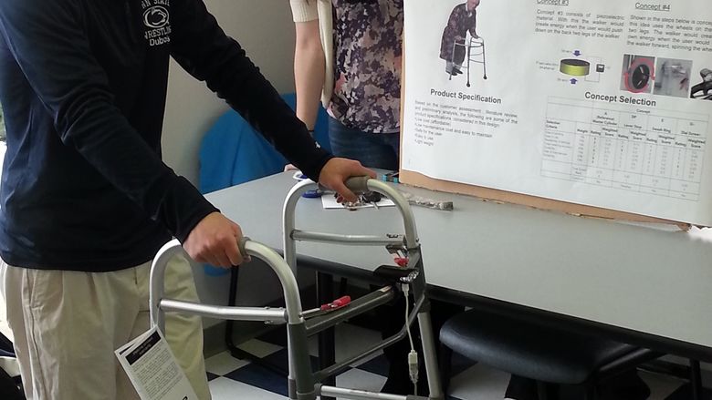 OTA and engineering students complete interprofessional collaborative projects in OT 107 and OT 202. These projects involve students creating assistive devices or adapted equipment for those with disabilities.