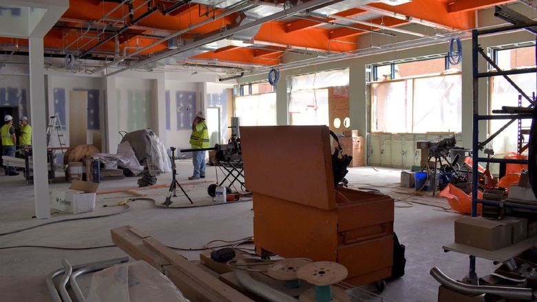 The new fitness center under construction for the Penn State DuBois PAW Center