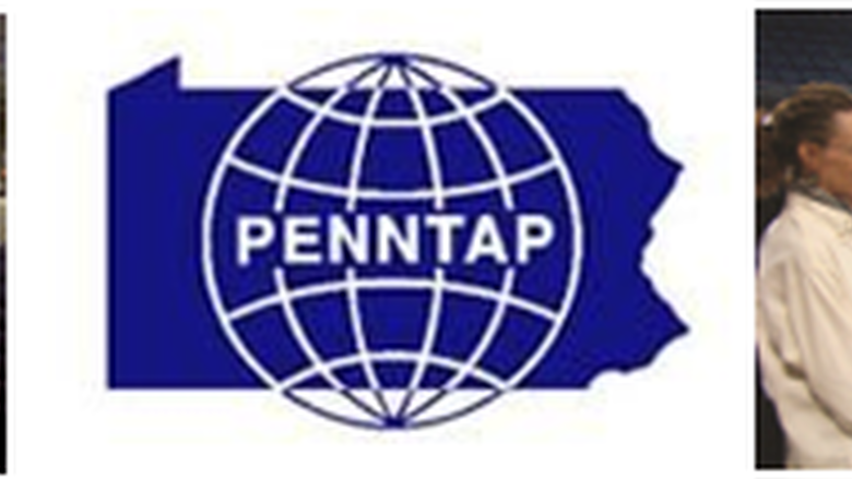 three photos side-by-side of manufacturing and one of PennTap Logo