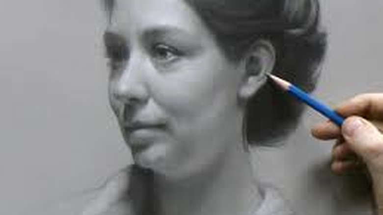 black and white hand drawn portriat of a women's head