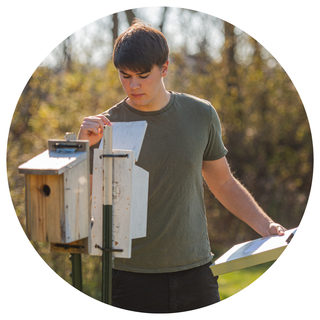 Karter Witmer checking bird boxes