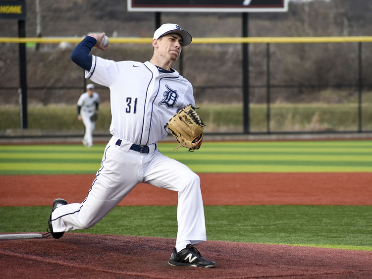 Penn State DuBois pitcher Taylor Boland delivering a pitch during a baseball game last season at Shower Field