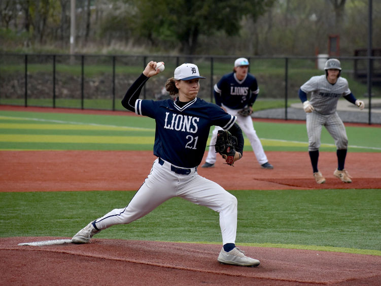 Penn State DuBois freshman pitcher Zach Tiracorda delivers a pitch home during a playoff game at Showers Field in DuBois