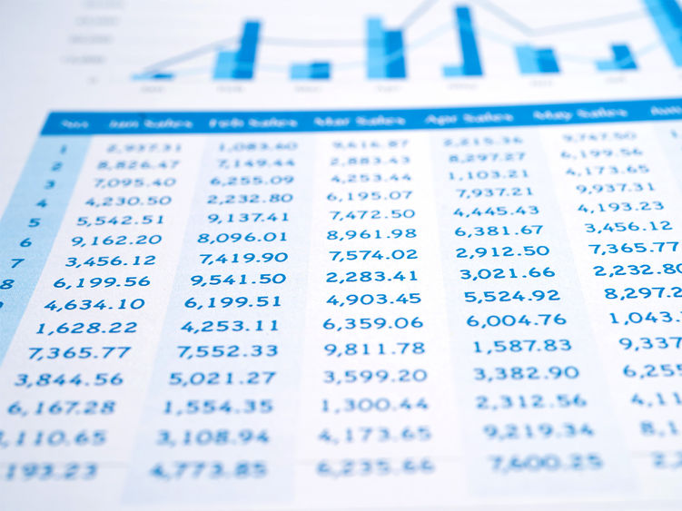 An Excel style spreadsheet with data entered and visual graphs shown at the top of the page.