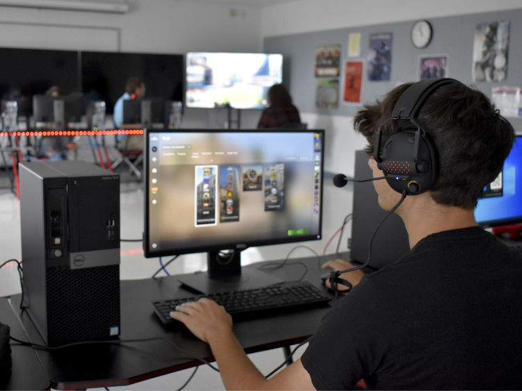 Franklin Lanzoni, IT major, prepares to enter a game of Counter-Strike: Global Offensive on one of the gaming computers located in the esports room at Penn State DuBois.