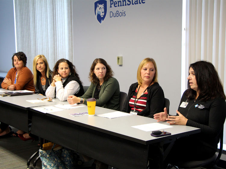 Panelists at the recent Human Development and Family Studies (HDFS) internship and employer panel share information with students on their professional backgrounds.