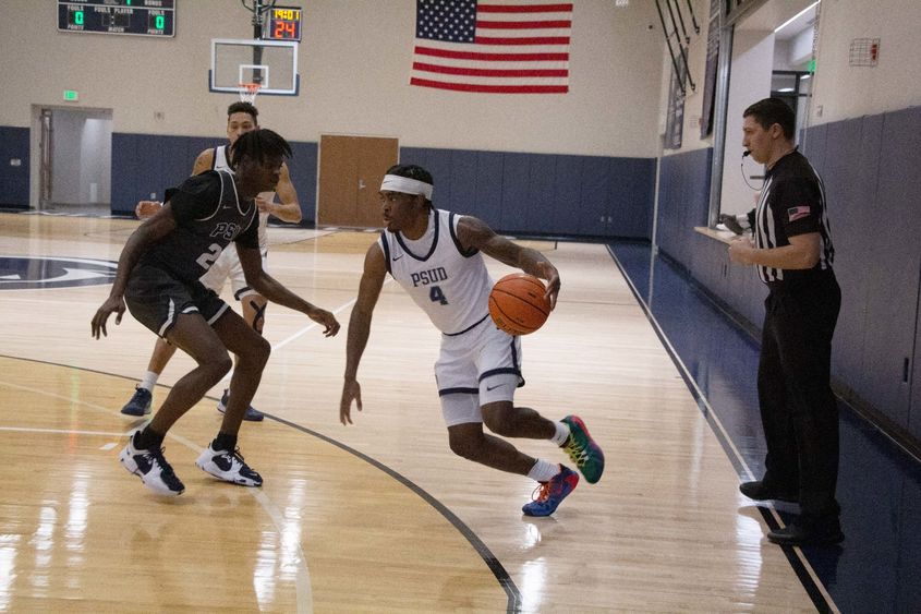 Penn State DuBois basketball player Jadon Myers starts his drive to the basket during a game at the PAW Center.