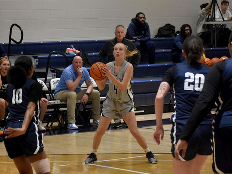 Penn State DuBois freshman guard Hailey Theuret prepares to get a shot away during a recent game at the PAW Center, on the campus of Penn State DuBois.