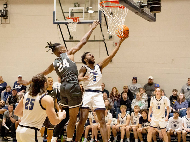 Penn State DuBois junior guard Jaiquil Johnson drives for a layup during a recent game at the PAW Center