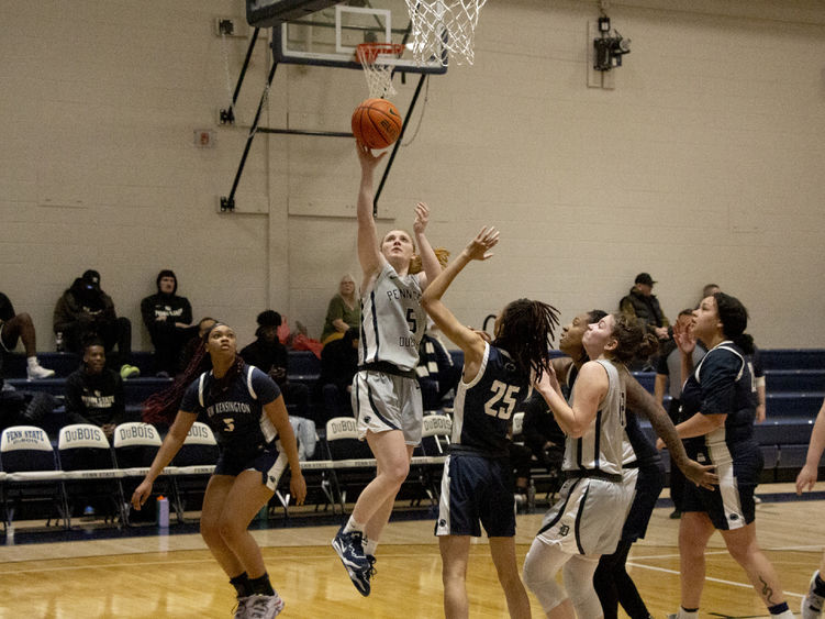 Penn State DuBois freshman guard Frances Milliron drives for a layup during a recent home game at the PAW Center.