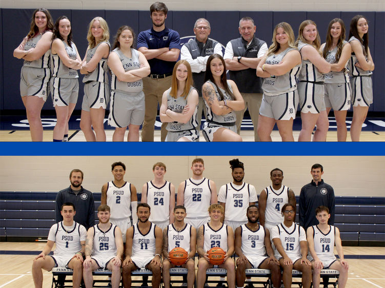 The women’s and men’s basketball teams at Penn State DuBois.