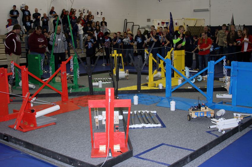 The robotics course taking center stage in the campus gymnasium. 