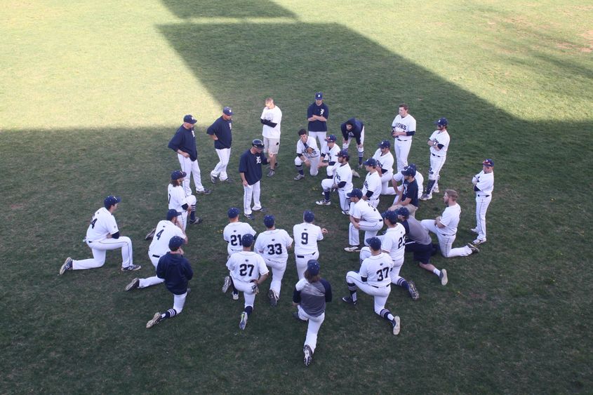 A pep talk between games.