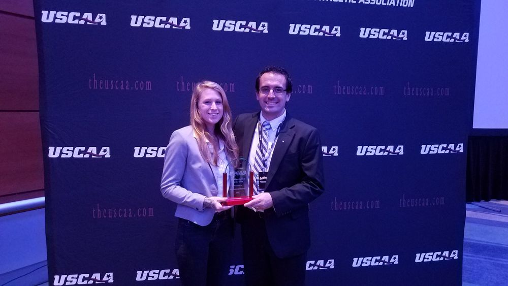 Runner Rebecca Maine and Coach Kyle Gordon 