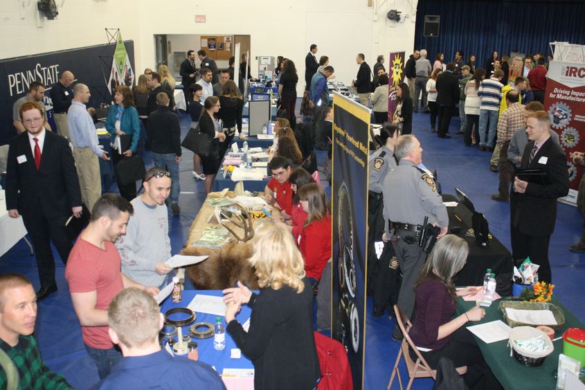 Employers and jobseekers interacted during the Penn State DuBois Career Fair 
