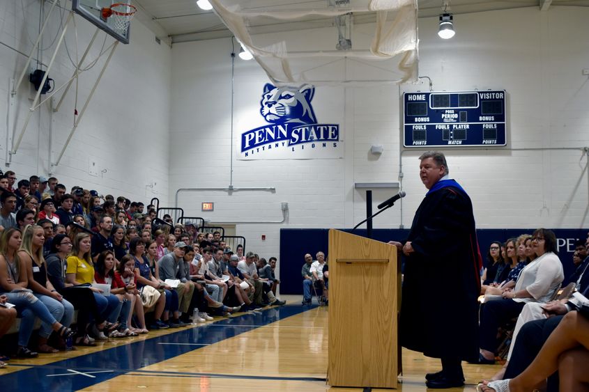 Chancellor  Mcbride welcomed new students and their families during convocation.