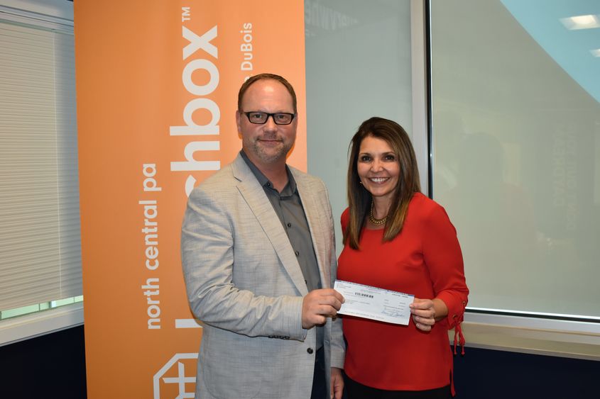 North Central PA LaunchBox Director Brad Lashinsky with Lisa LaBue of First Commonwealth Bank-Trust.
