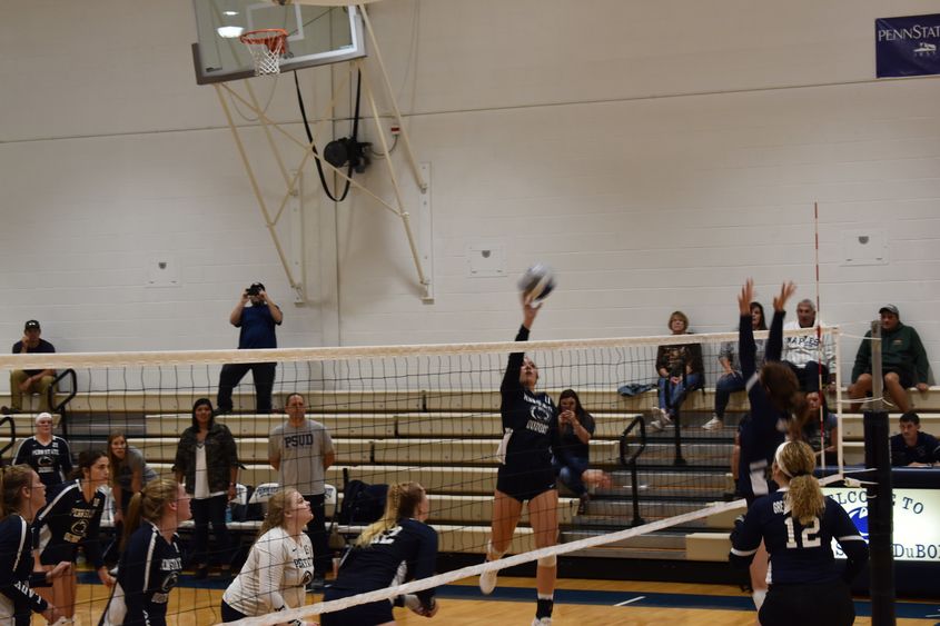 The Penn State DuBois volleyball team in action. 