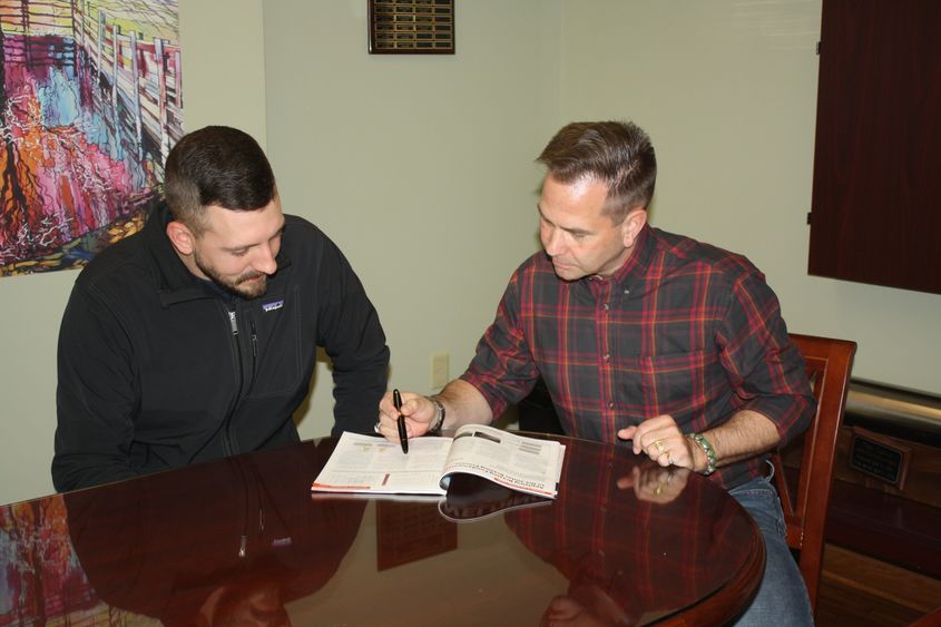 Penn State DuBois engineering student Kyle Bear, left, and Instructor of Engineering Steve Feldbauer 